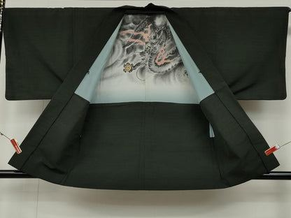 平和屋着物●男性　紬　アンサンブル　霞文　正絹　逸品　CABA1630ut