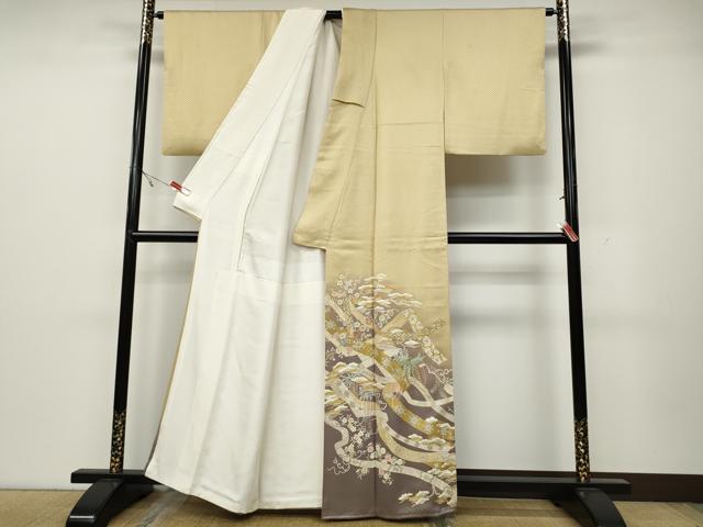 平和屋着物●中国三大刺繍　相良刺繍　色留袖　熨斗草花文　暈し染め　金彩　正絹　逸品　CABA1635ut