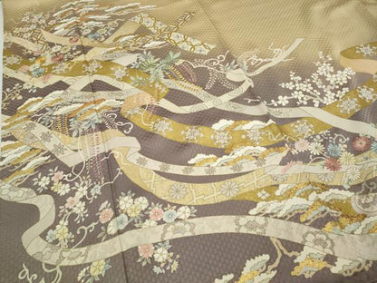 平和屋着物●中国三大刺繍　相良刺繍　色留袖　熨斗草花文　暈し染め　金彩　正絹　逸品　CABA1635ut