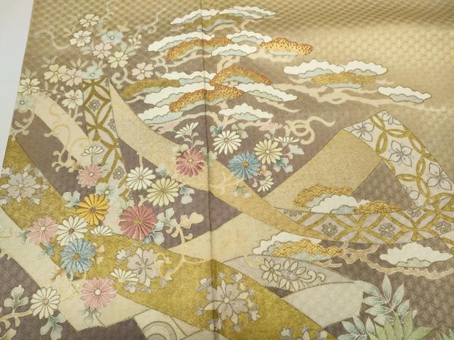 平和屋着物●中国三大刺繍　相良刺繍　色留袖　熨斗草花文　暈し染め　金彩　正絹　逸品　CABA1635ut