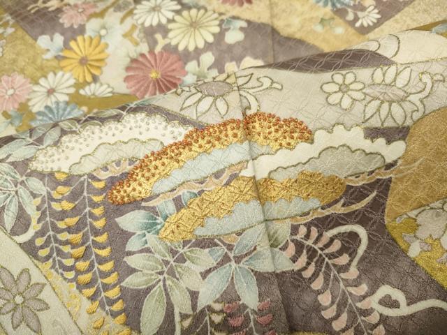 平和屋着物●中国三大刺繍　相良刺繍　色留袖　熨斗草花文　暈し染め　金彩　正絹　逸品　CABA1635ut