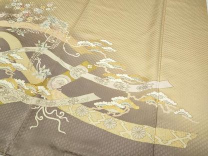 平和屋着物●中国三大刺繍　相良刺繍　色留袖　熨斗草花文　暈し染め　金彩　正絹　逸品　CABA1635ut