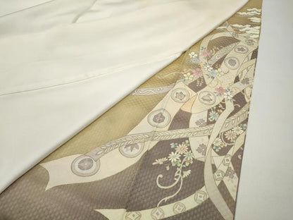 平和屋着物●中国三大刺繍　相良刺繍　色留袖　熨斗草花文　暈し染め　金彩　正絹　逸品　CABA1635ut