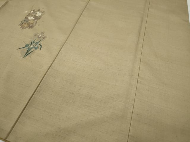 平和屋着物●訪問着　紬地　草花文　金彩　正絹　逸品　CABA1637ut