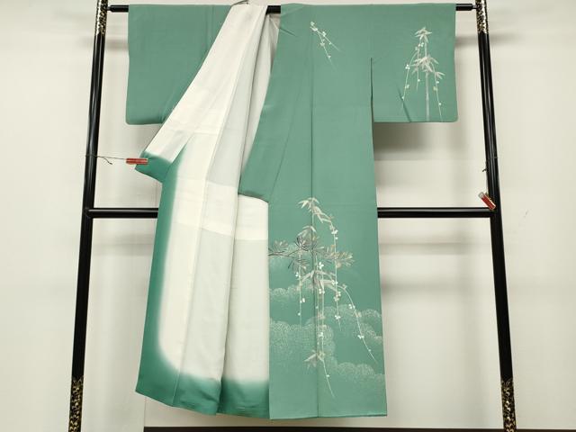 平和屋着物●十日町友禅 女流作家 遠田藤舟 訪問着 笹竹文 正絹 逸品 CABA1641ut