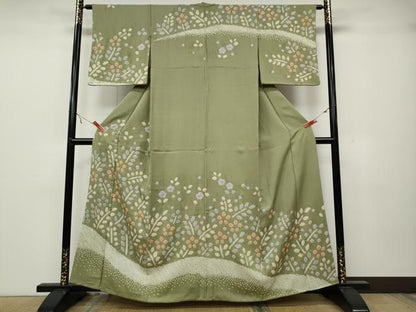 平和屋着物●訪問着　絞り　草花文　正絹　逸品　CABA1643ut