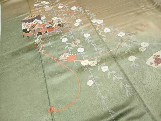 平和屋着物●訪問着　地紙貝桶花文　暈し染め　金彩　正絹　逸品　CABA1645ut