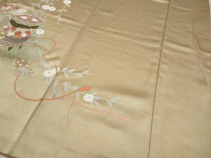 平和屋着物●訪問着　地紙貝桶花文　暈し染め　金彩　正絹　逸品　CABA1645ut