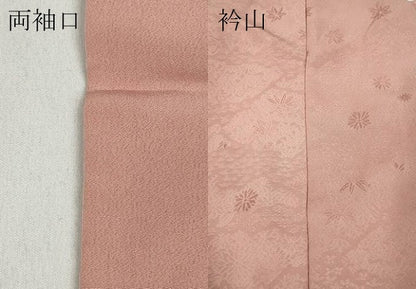 平和屋着物●上質な色無地 草花地紋 珊瑚色 正絹 逸品 CABA1655ut