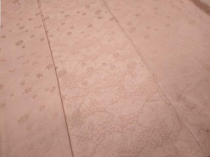 平和屋着物●上質な色無地 草花地紋 珊瑚色 正絹 逸品 CABA1655ut