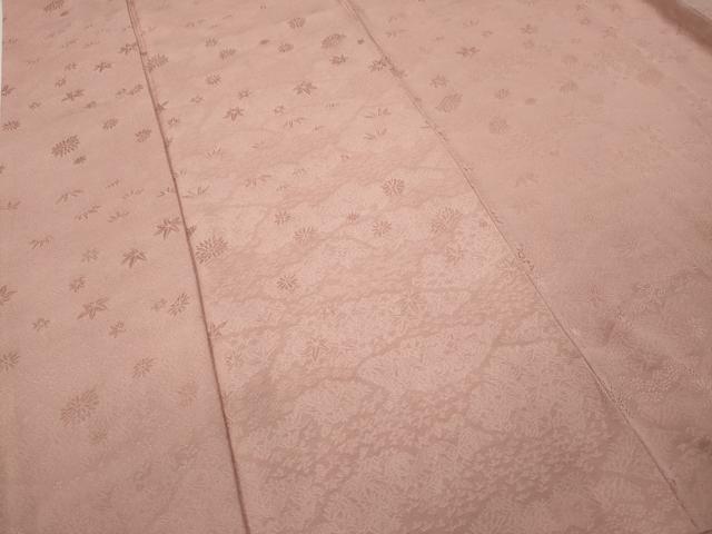 平和屋着物●上質な色無地 草花地紋 珊瑚色 正絹 逸品 CABA1655ut