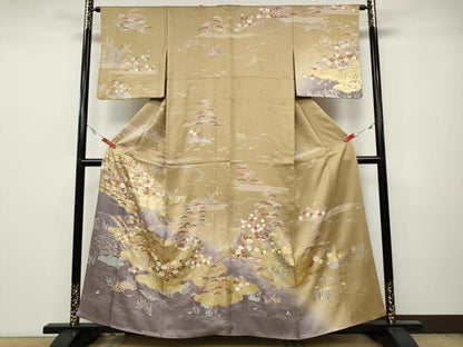 平和屋着物●訪問着　御所解花文　暈し染め　金彩　正絹　逸品　CABA1661ut