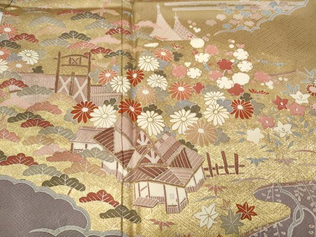 平和屋着物●訪問着　御所解花文　暈し染め　金彩　正絹　逸品　CABA1661ut