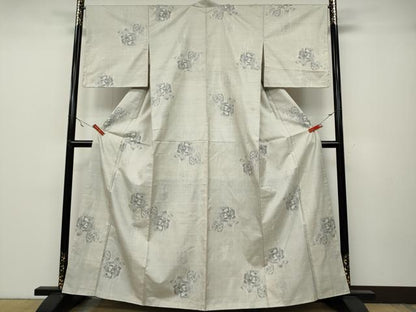 平和屋着物●本場大島紬 白大島 9マルキ 舞花文 正絹 逸品 CABA1667ut