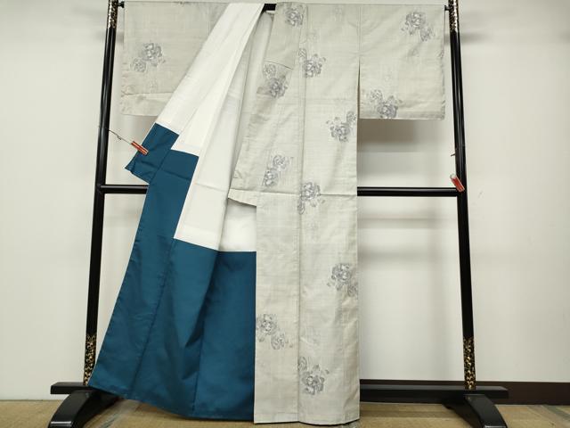 平和屋着物●本場大島紬 白大島 9マルキ 舞花文 正絹 逸品 CABA1667ut