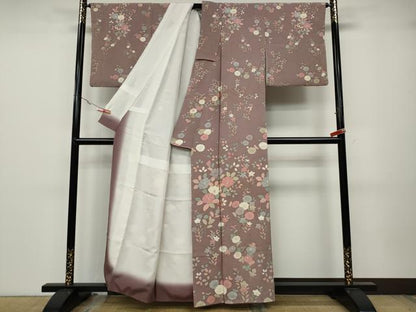 平和屋着物●訪問着　草花文　金彩　鬼しぼ縮緬　正絹　逸品　CABA1671ut