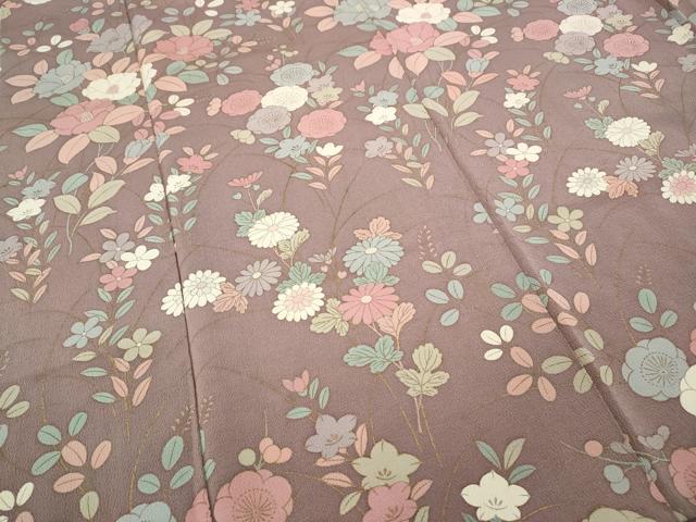 平和屋着物●訪問着　草花文　金彩　鬼しぼ縮緬　正絹　逸品　CABA1671ut