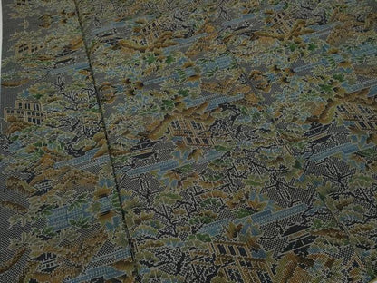 平和屋着物●本場大島紬 7マルキ 風景草木文 正絹 逸品 CABA1673ut