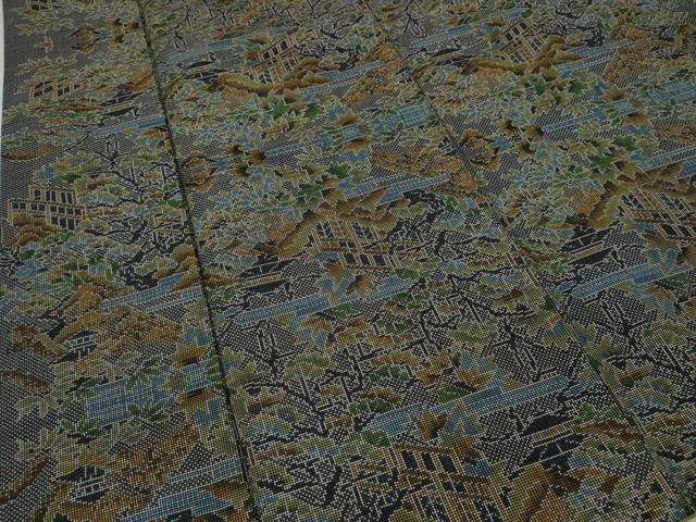 平和屋着物●本場大島紬 7マルキ 風景草木文 正絹 逸品 CABA1673ut