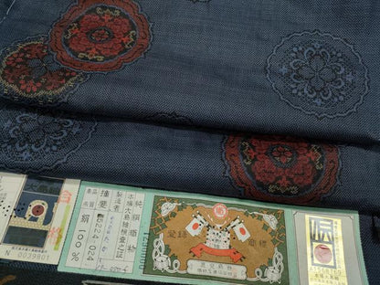 平和屋着物●本場大島紬 9マルキ 絵皿花文 株式会社たかし謹製 証紙付き 正絹 逸品 CABA1677ut