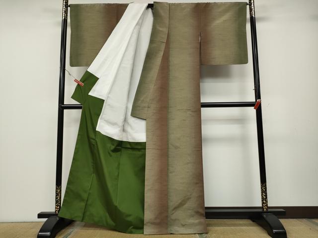 平和屋着物●上質な紬　コーヒー染　霞間道　正絹　逸品　CABA1681ut