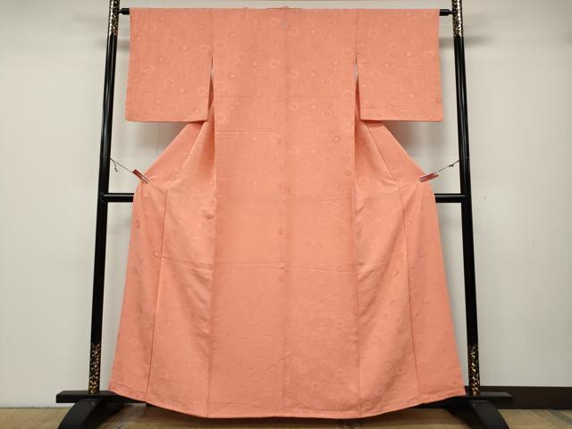 平和屋着物●上質な色無地　舞花地紋　曙色　正絹　逸品　CABA1682ut