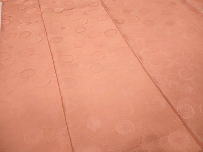 平和屋着物●上質な色無地　舞花地紋　曙色　正絹　逸品　CABA1682ut