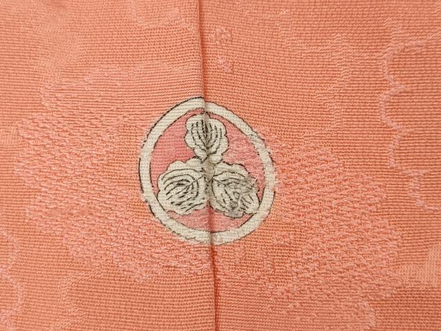 平和屋着物●上質な色無地　舞花地紋　曙色　正絹　逸品　CABA1682ut