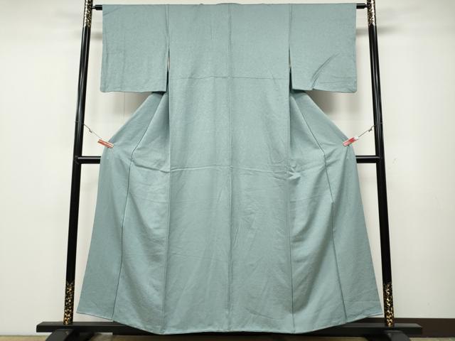 平和屋着物●上質な色無地　霞地紋　水色　正絹　逸品　CABA1685ut