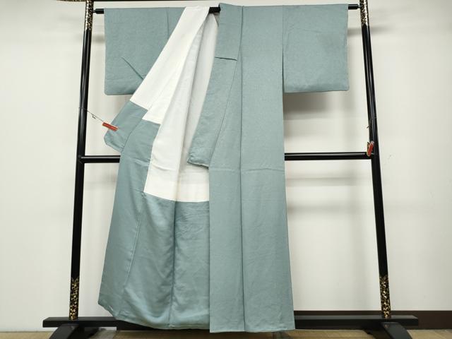平和屋着物●上質な色無地　霞地紋　水色　正絹　逸品　CABA1685ut