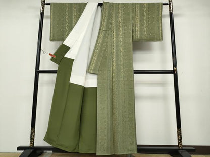 平和屋着物●上質なお召 天目織 動物吉祥花間道 正絹 逸品 未使用 CABA1688ut