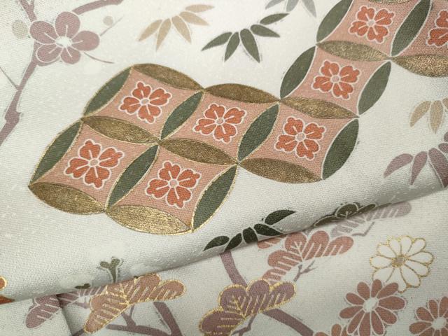 平和屋着物●訪問着 駒刺繍 飛鶴七宝草花文 金彩 正絹 逸品 CABA1693ut
