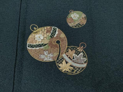 平和屋着物●訪問着　刺繍　鈴花こぼれ松葉文　金銀彩　正絹　逸品　CABA1698ut