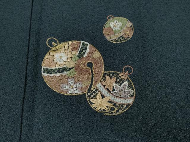 平和屋着物●訪問着　刺繍　鈴花こぼれ松葉文　金銀彩　正絹　逸品　CABA1698ut
