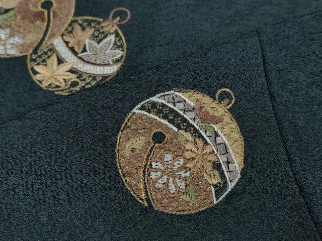 平和屋着物●訪問着　刺繍　鈴花こぼれ松葉文　金銀彩　正絹　逸品　CABA1698ut