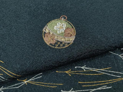平和屋着物●訪問着　刺繍　鈴花こぼれ松葉文　金銀彩　正絹　逸品　CABA1698ut
