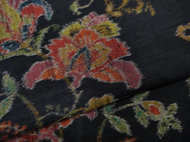 平和屋着物●上質な紬 更紗花文 正絹 逸品 CABA1703ut