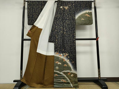 平和屋着物●訪問着 雪芝草花文 暈し染め 金彩 正絹 逸品 CABA1708ut