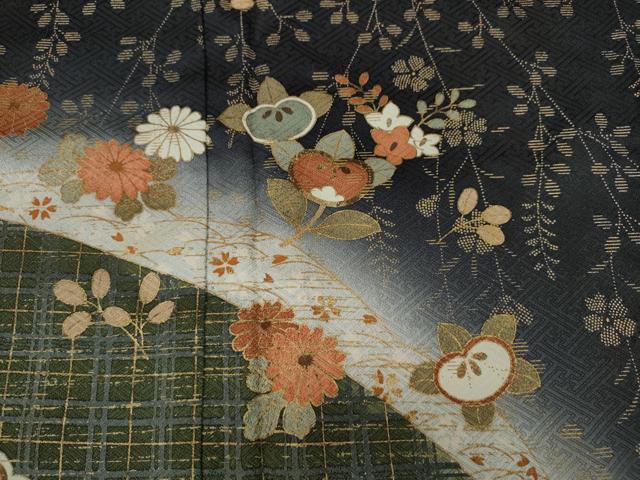 平和屋着物●訪問着 雪芝草花文 暈し染め 金彩 正絹 逸品 CABA1708ut