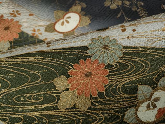 平和屋着物●訪問着 雪芝草花文 暈し染め 金彩 正絹 逸品 CABA1708ut