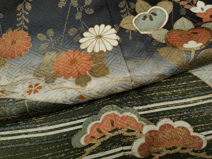平和屋着物●訪問着 雪芝草花文 暈し染め 金彩 正絹 逸品 CABA1708ut