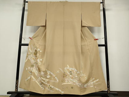 平和屋着物●豪華色留袖　駒刺繍　宝尽くし熨斗花文　金彩　正絹　逸品　CABA1709ut