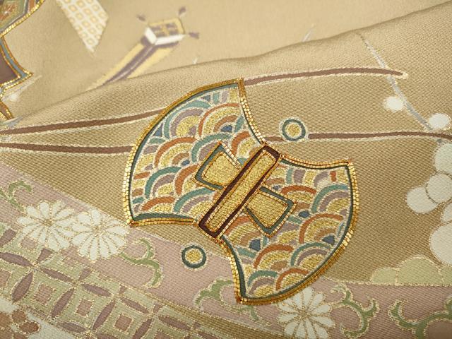 平和屋着物●豪華色留袖　駒刺繍　宝尽くし熨斗花文　金彩　正絹　逸品　CABA1709ut