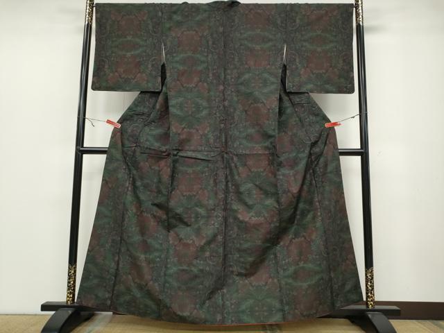 平和屋着物●本場大島紬　7マルキ　更紗花文　正絹　逸品　CABA1725ut