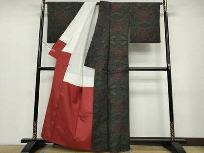 平和屋着物●本場大島紬　7マルキ　更紗花文　正絹　逸品　CABA1725ut