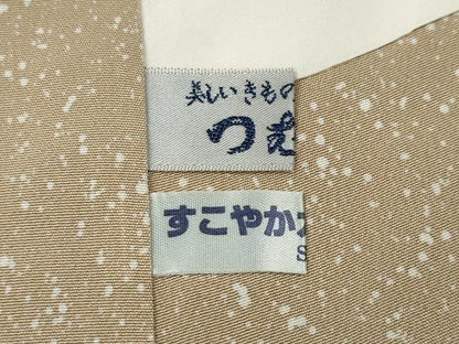平和屋着物●訪問着 江戸小紋 霞文 万筋 白茶色×樺茶色 正絹 逸品 CABA1729ut