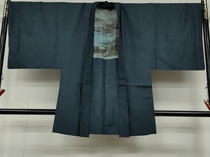 平和屋着物●男性 紬 アンサンブル・長襦袢セット 吉祥文 正絹 逸品 CABA1740ut
