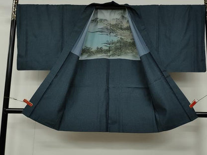 平和屋着物●男性 紬 アンサンブル・長襦袢セット 吉祥文 正絹 逸品 CABA1740ut
