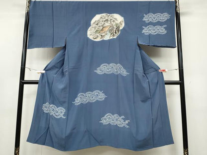 平和屋着物●男性 紬 アンサンブル・長襦袢セット 吉祥文 正絹 逸品 CABA1740ut