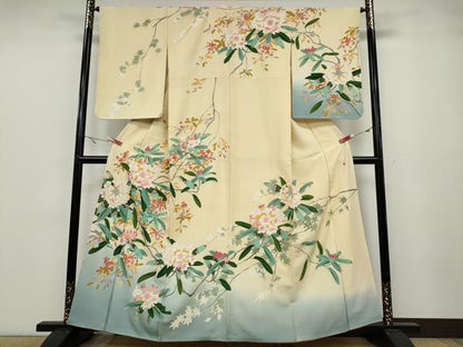 平和屋着物●本加賀友禅作家 矢田博 訪問着 枝花文 暈し染め 金彩 正絹 逸品 CABA1741ut